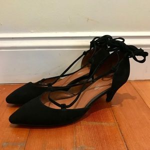 Jeffrey Campbell Suede Lace-Up Kitten Heel - Black